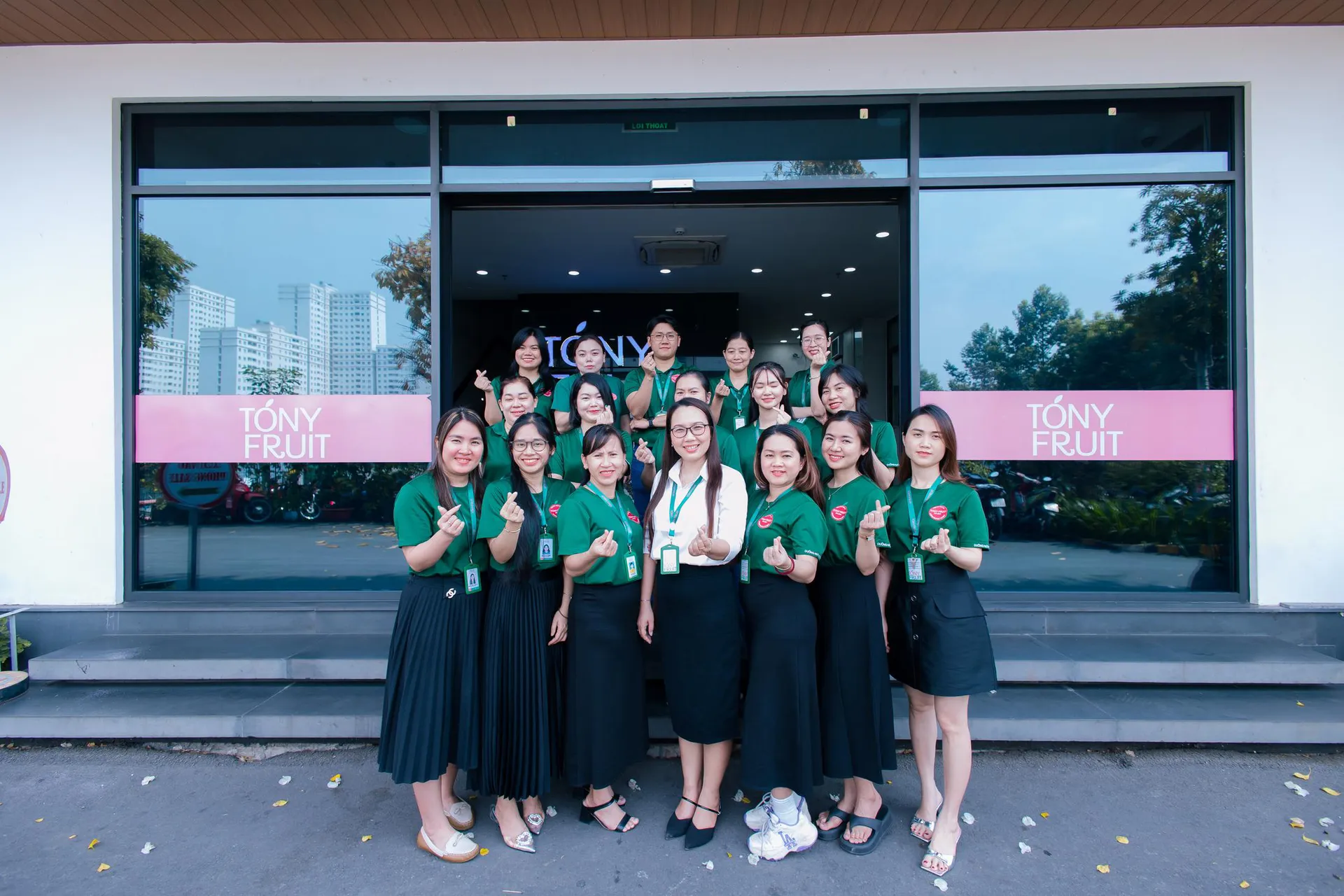 Tony Fruit office staff — front of headquarters